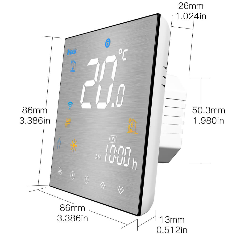 WiFi Smart Thermostat Temperature Controller for Water/Electric floor Heating Water/Gas Boiler Brushed Panel