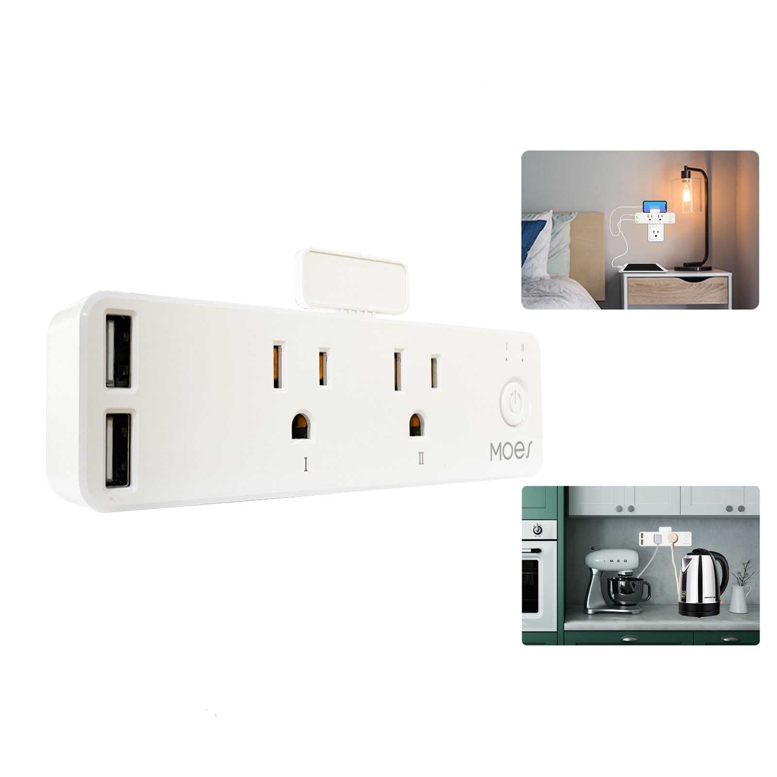 Wifi Smart US Outlet Extender Multi Plug Socket Outlet Shelf With Relay Status, Light Mode Adjustable