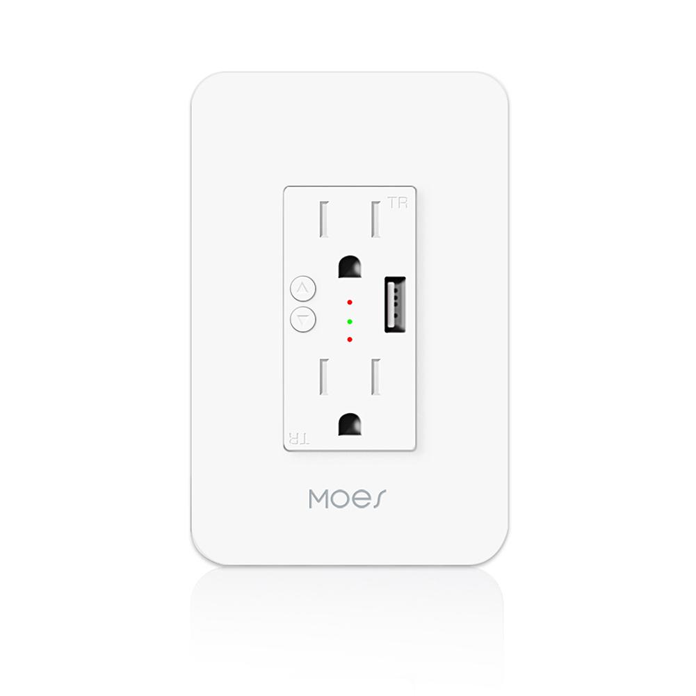 WiFi Smart Power Wall Socket with USB 2 Plug Outlets 15A