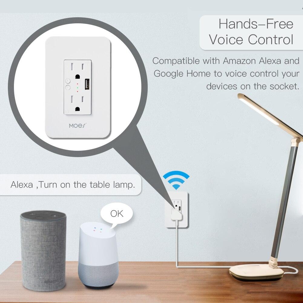 WiFi Smart Power Wall Socket with USB 2 Plug Outlets 15A