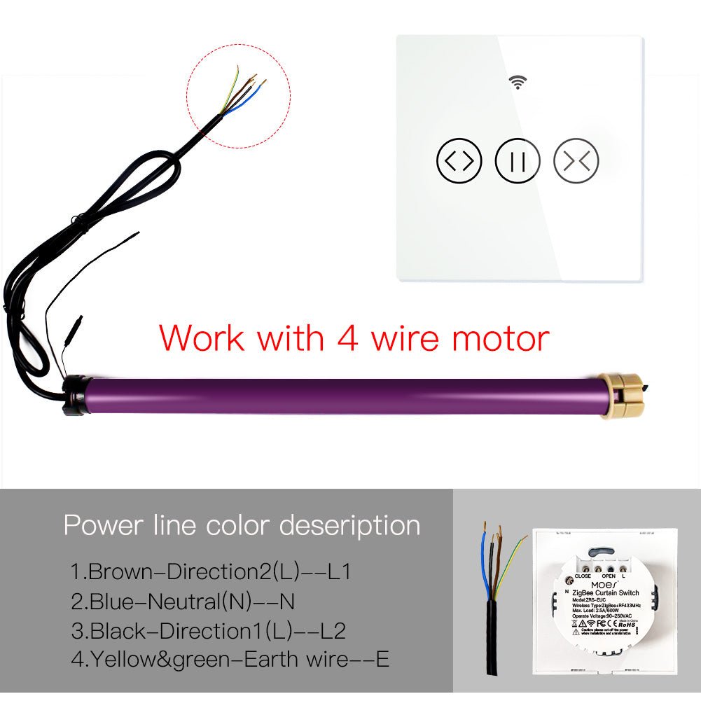 MOES ZigBee Curtain Switch Smart Touch RF Roller Blinds Shutter Switch EU