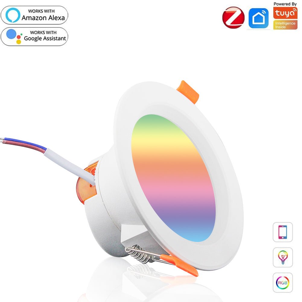 MOES ZigBee Smart LED Downlight Dimming Round Recessed Spot Party Light Bulbs RGB 2700K-6500K W+C