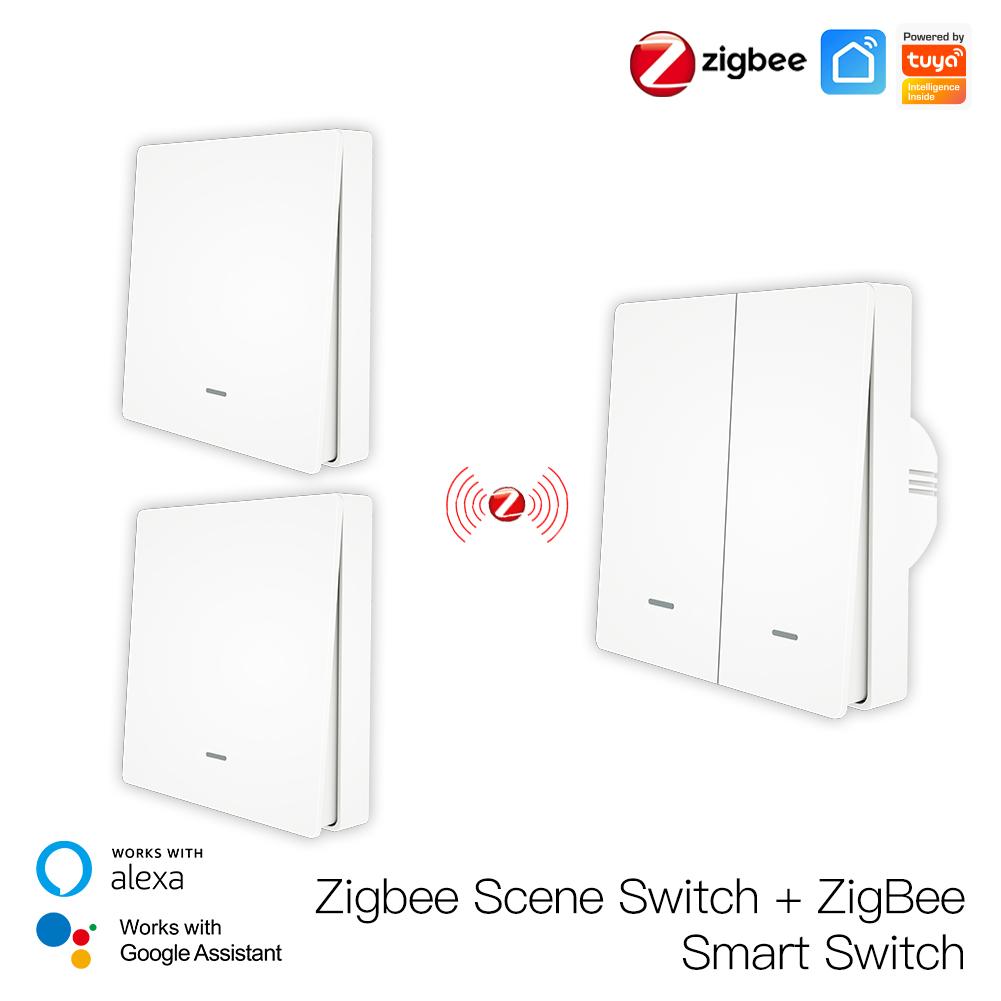 Smart ZigBee Scene Push Button Switch Single Pole Neutral Wire Optional No Capacitor