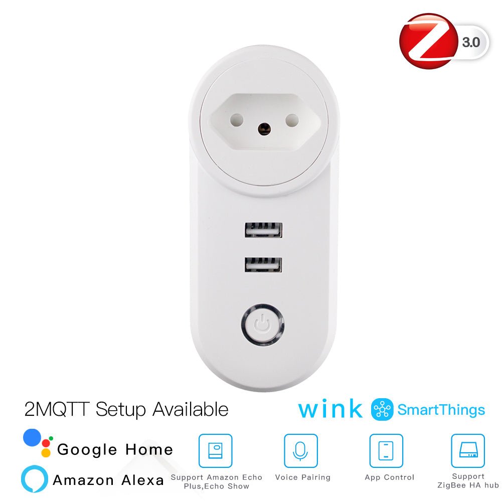 ZigBee3.0 Dual USB Wireless Socket Plug 2MQTT Setup Available