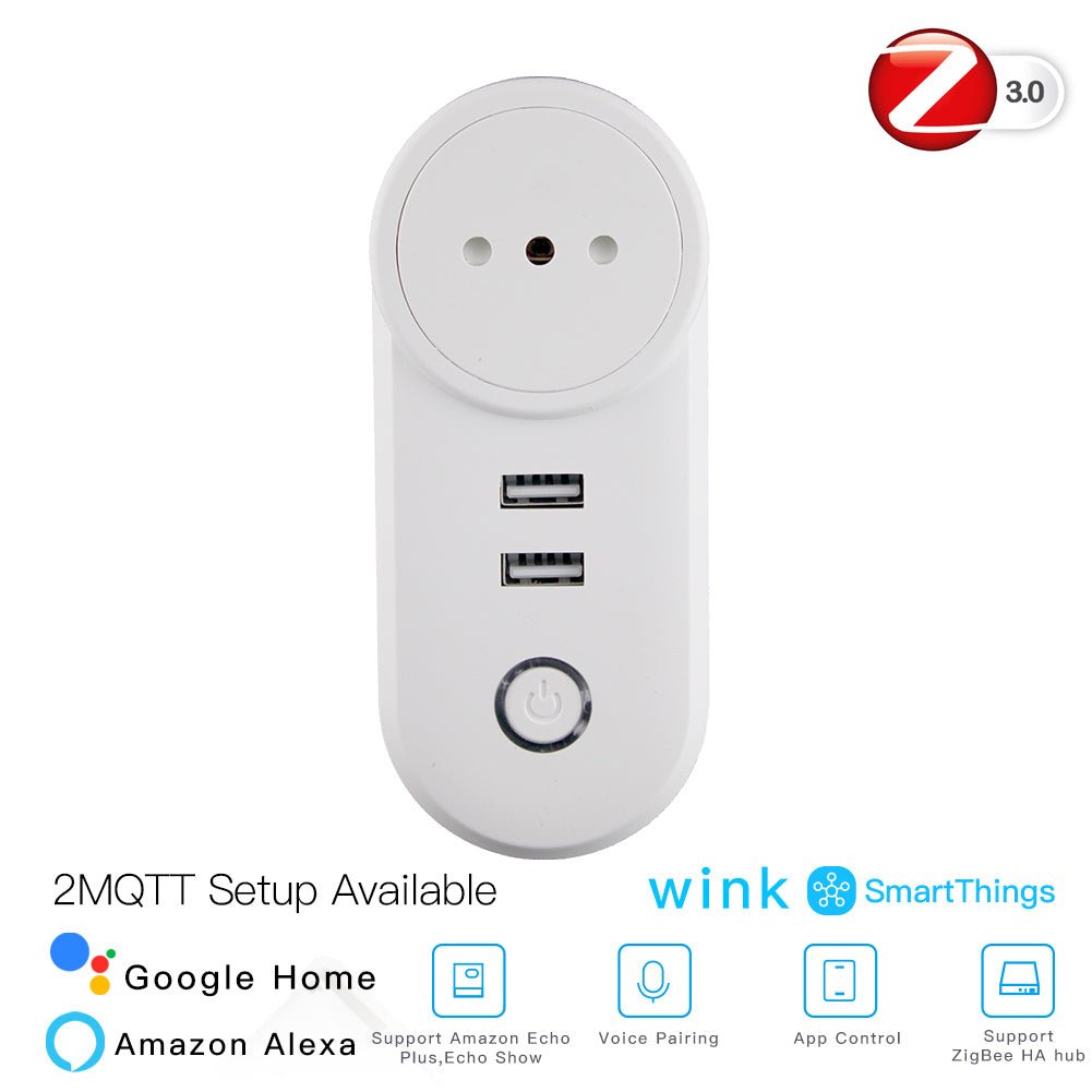 ZigBee3.0 Dual USB Wireless Socket Plug 2MQTT Setup Available