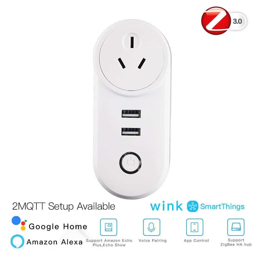 ZigBee3.0 Dual USB Wireless Socket Plug 2MQTT Setup Available